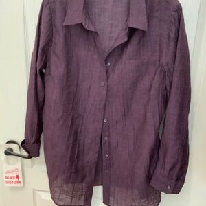 Coldwater Creek Purple Long Poly/Rayon Shirt Size XL